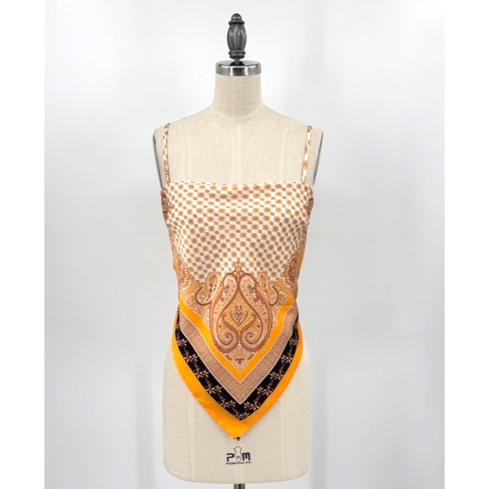 Paisley Scarf Print Satin Tie Back Top Cami Boho Y2K Festival